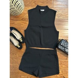 COS Knitted Cropped Sleeveless Black Top Size L